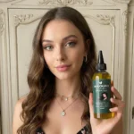 Woman holding Oleogro women hair growth oil
