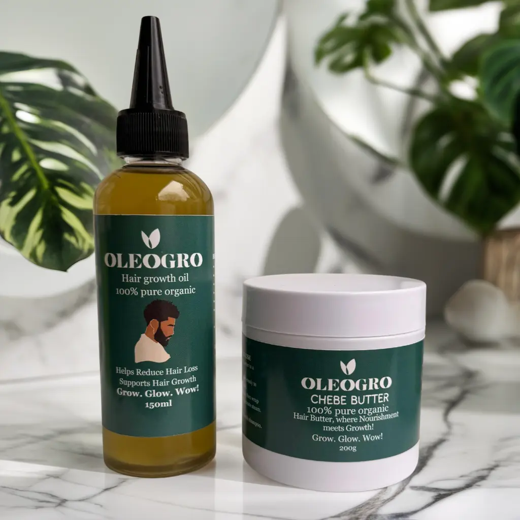 Oleogro men hair growth oil and chebe butter set